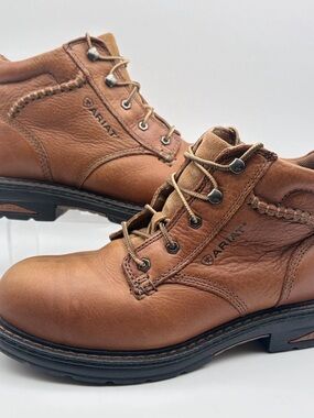 Ariat Brown Leather Lace-Up Ankle Work Boots